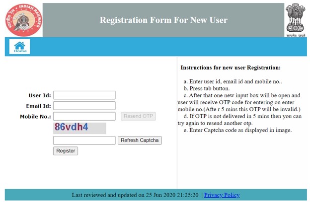 railway parcel registration website