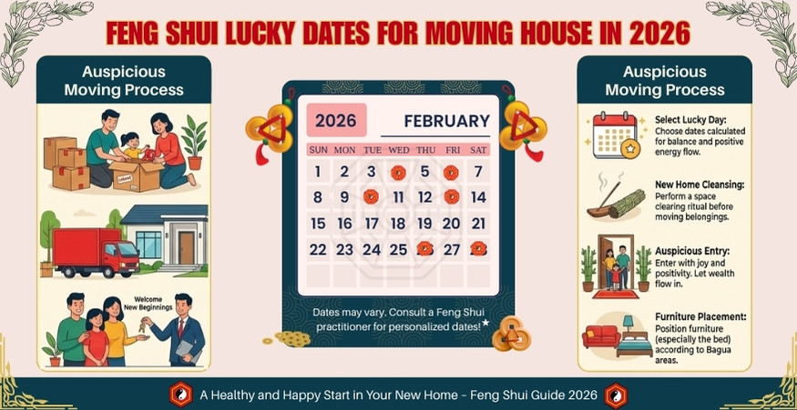 Feng Shui lucky dates for moving house with auspicious moving process guide
